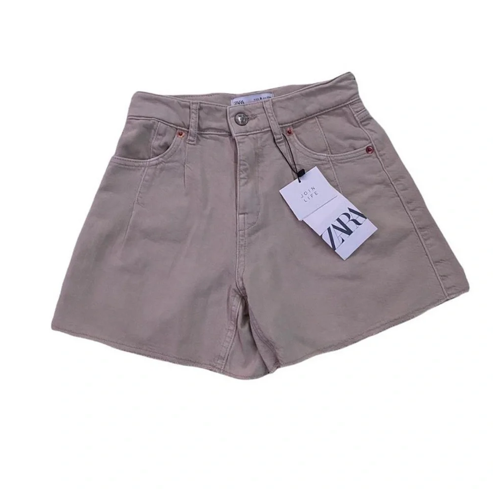 beige brand new zara denim shorts!! - Picture 1 of 2